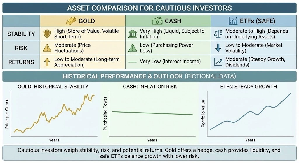 Gold, Cash, or ETFs? Safe Assets Explained for Cautious Investors