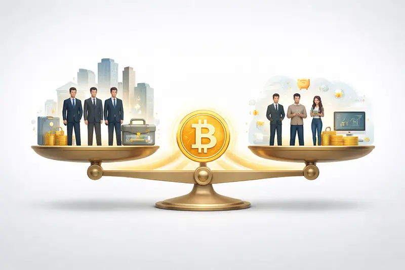 balanced scale with institutional investors on one side and retail investors on the other