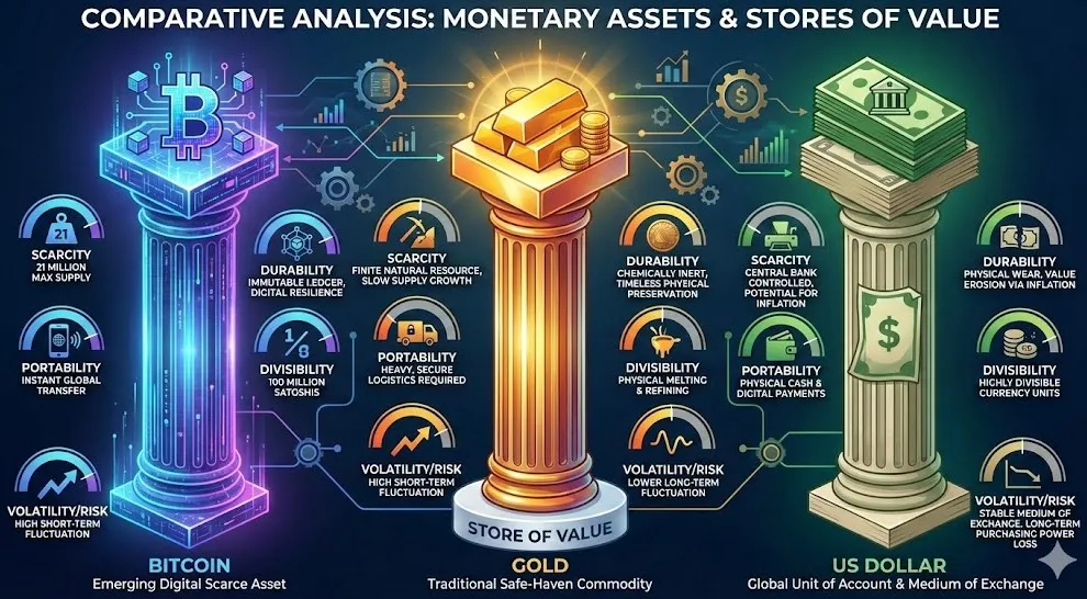 What is the Major Difference Between Bitcoin, Gold, and the US Dollar?